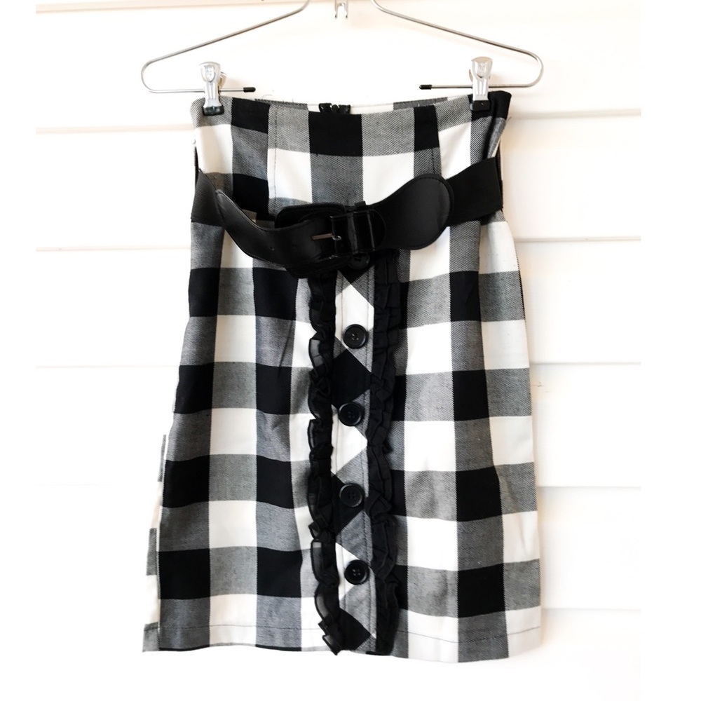 WET SEAL Black & White Plaid Pencil Skirt